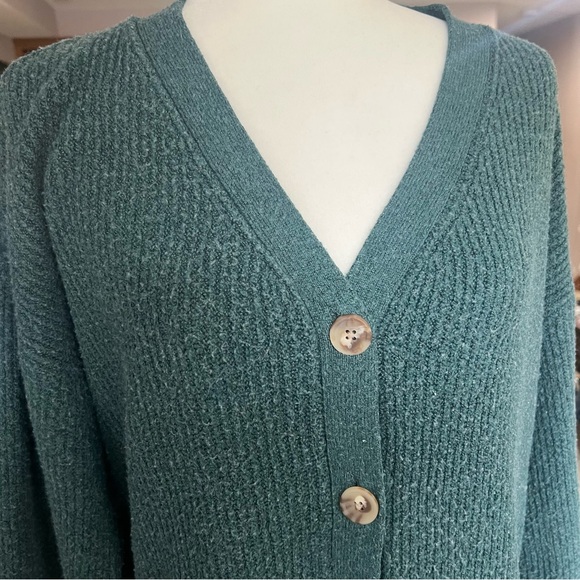 AVA & VIV Green Open Ribbed Cardigan Sweater Duster Long 1X Ultrasoft - Picture 6 of 12